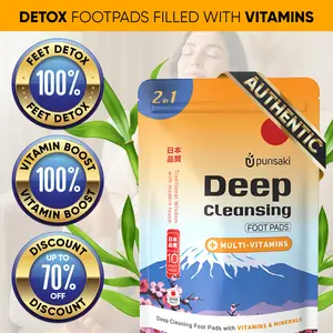 Purisaki 2-in-1 Detox & Multivitamin Foot Pads - Herbal Extracts for Enhanced Energy & Wellness - Premium Japanese Organic Foot Pads for Detoxification, Immune Support, and Vitality Boost - Therapeutic Foot Care for Health & Rejuvenation
