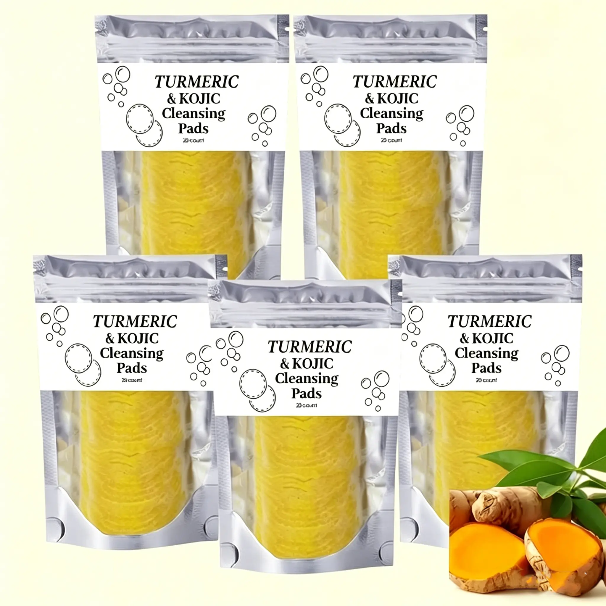 Alcohol-Free Turmeric Cleansing Pads - Hydrating Daily Facial Cleanser, Gentle Makeup Remover Wipes, Skin-Friendly for All Types, Contains Neither Harsh Additives for Fresh, Smooth Adult Use, Facial Wash, Nourishing