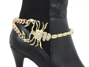TFJ Women's Gold Metal Scorpion Boot Bracelet with Rhinestones Western Fashion Anklet Shoe Charm Adjustable for Comfortable Fit
