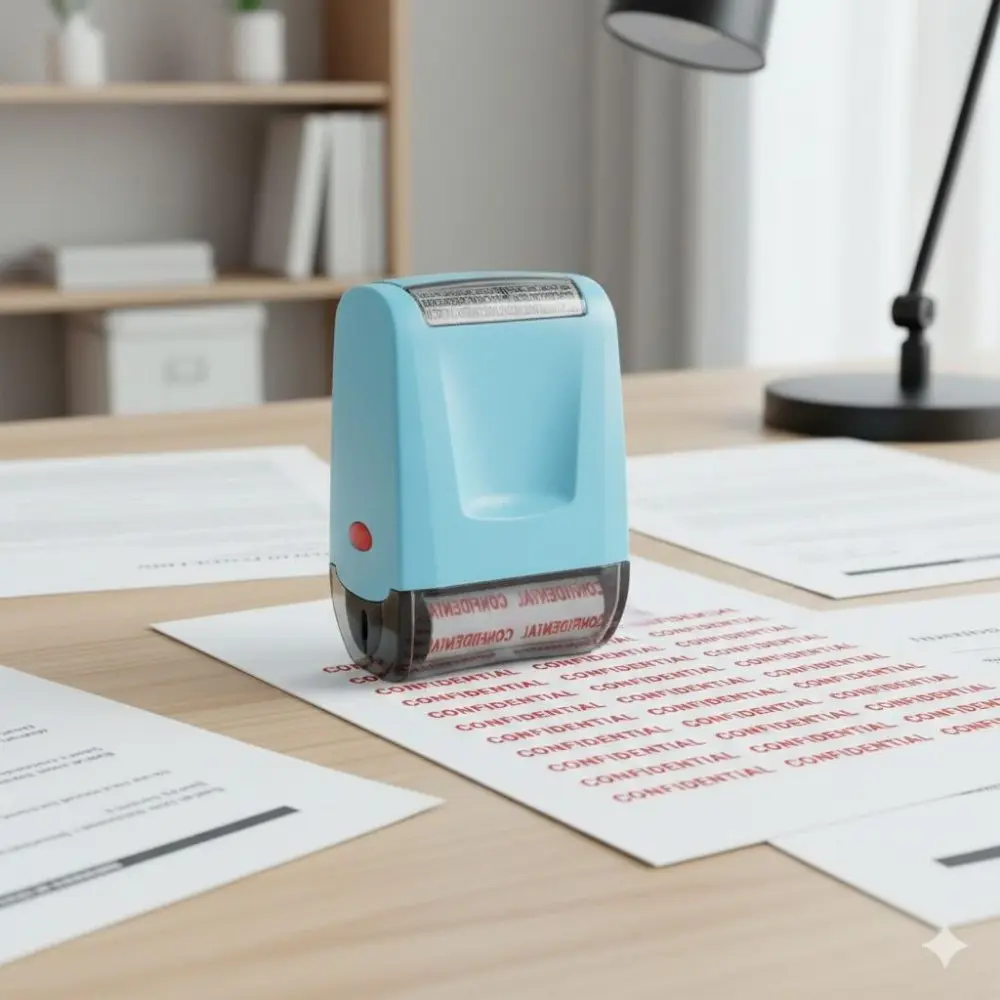 Reusable Metal Privacy Stamp Roller for Home & Office: Secure Medical Bills, Financial Documents with Bleed-Proof Ink. Multi-Scene File Protection Tool, Anti-Snooping, Durable & Washable.