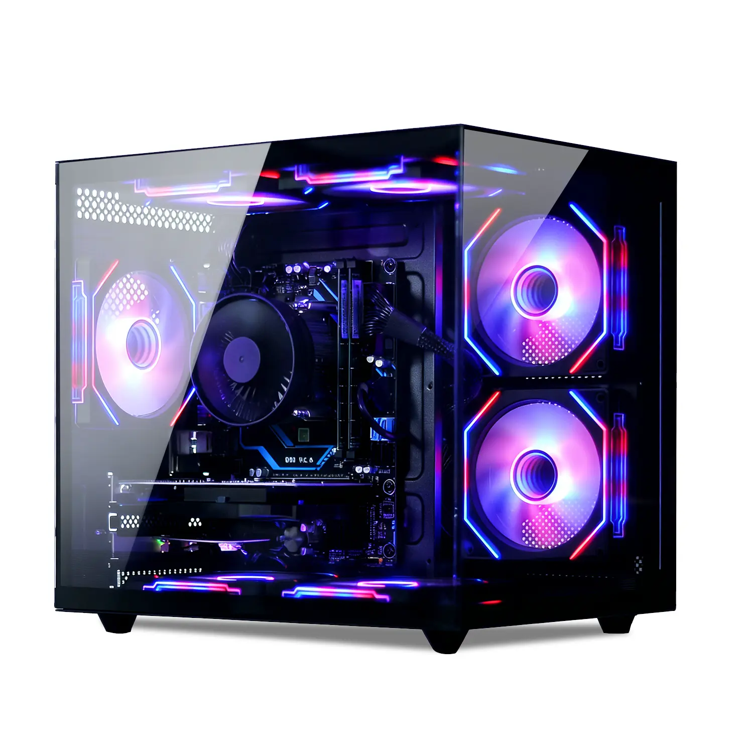 Suevery Prebuilt Gaming PC Unit - Intel Core i7-4790 3.6GHz, 16GB DDR3 RAM, 256GB SSD, 7 RGB Fans, WiFi 6, HDMI/VGA Ports, Fully Built Desktop Workstation for Esports, Casual Gaming