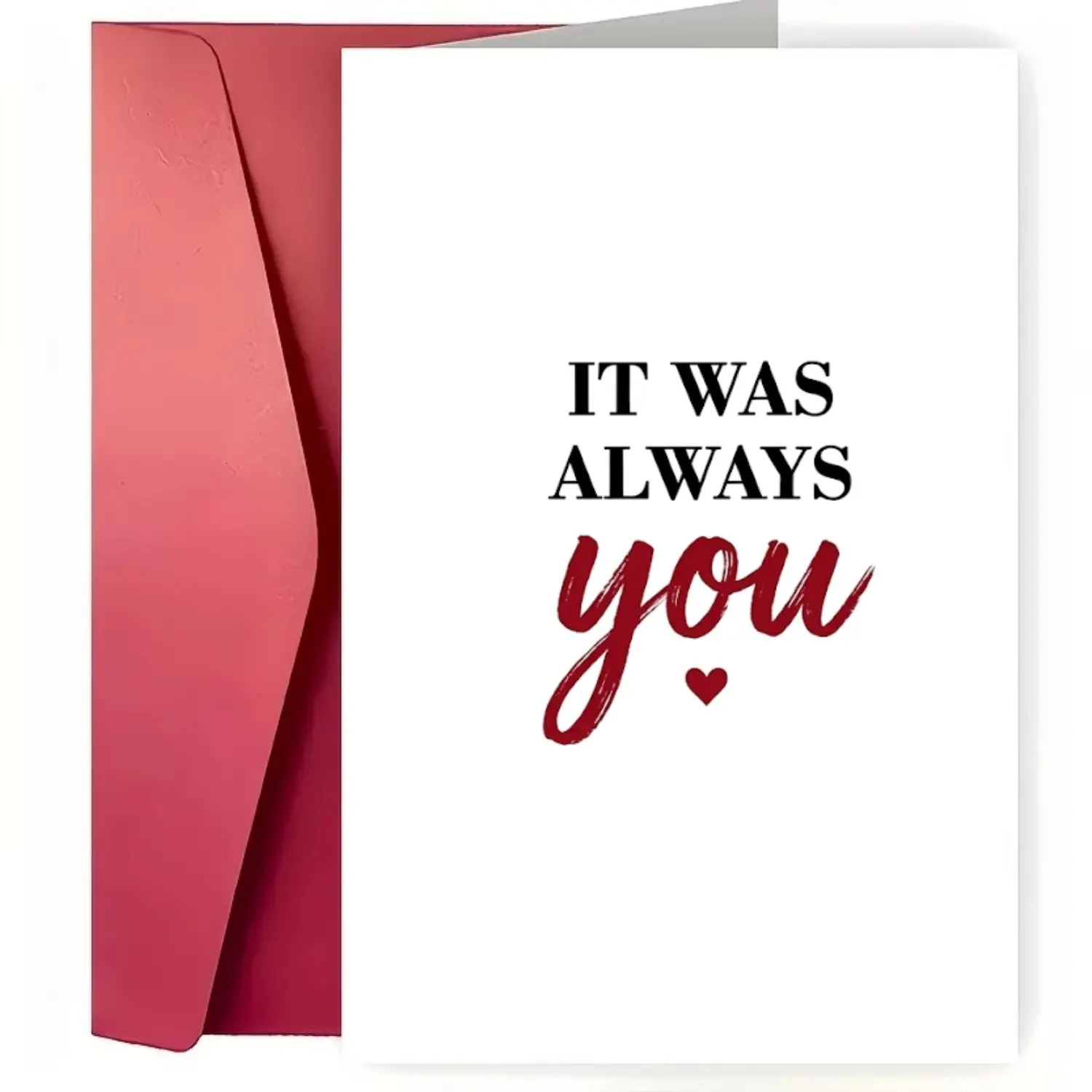 ❤️ Romantic 'It Was Always You' Greeting Card 🎁 Perfect for Wedding Anniversary Valentine's Day Proposal for Husband Wife Boyfriend Girlfriend | Premium 350GSM Glossy 5x7 Inch Card with Red Envelope | Express Your Soulmate Love Today! 🌹