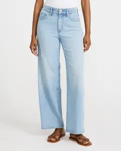 Express High Waisted Light Wash Wide Leg Ankle Jeans