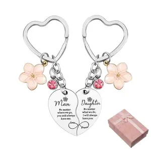 2 Pcs Mother Daughter Heart Matching Keyring Keychain Set Gifts For Mom Mothers Day Gifts from Daughter Gift