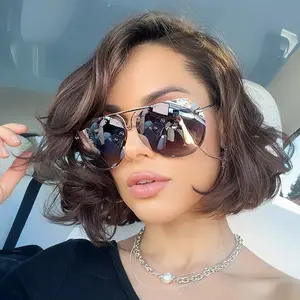 Shadz GAFAS Twirl XL Oversized Men Sunglasses Posche Aviator UV400 Metal Full Rim Reflective Revo Designer Inspired Fashion Statement Metallic Full Rim Frame