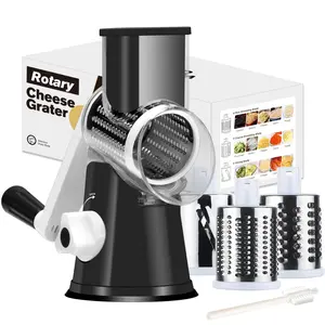 Cambom Rotary Cheese Grater with Handle, Kitchen Gadget Vegetable Slicer Nut Grinder Gift for Mom