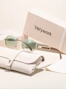 Classic Retro Women's Sunglasses, Uv400 Protection, Casual Style, Iron Frame, All Seasons, Includes Case and Cloth, Ideal for Driving and Beach