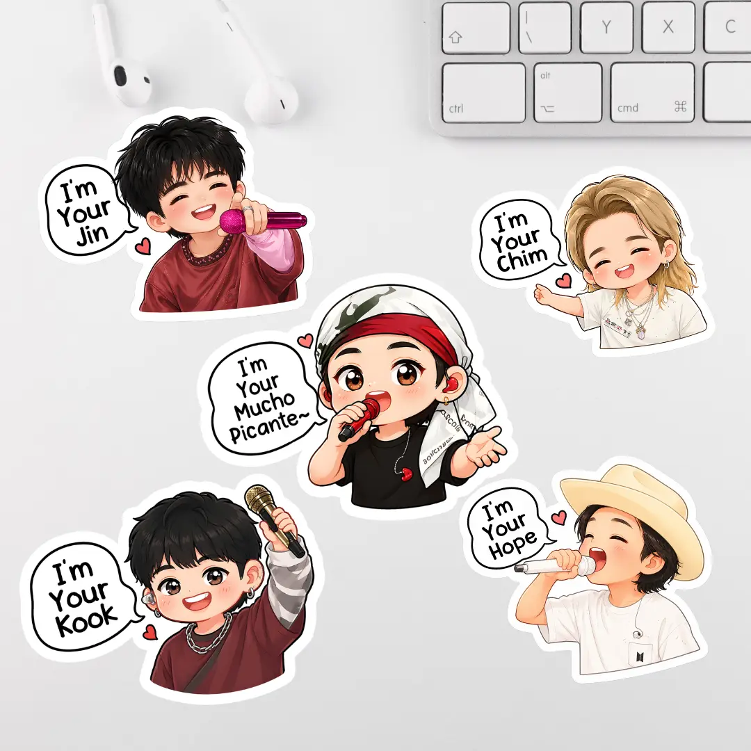 Bangtan Chibi Sticker, Gift for Army, Diecut Sticker, Gift For Fans