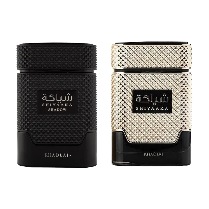 Khadlaj 2 Piece Bundle (3.4 Ounce, Shiyaaka Shadow Eau de Parfum Spray + 3.4 Ounce, Shiyaaka gold Eau de Parfum Spray)