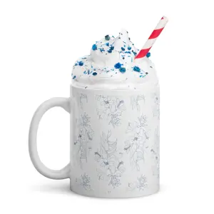 Atelier Larimar Lilies' Strut Collection Mug Customizable Ceramic Glossy White 11 oz Drinkware Reusable Coffee Cup Dishwasher Safe