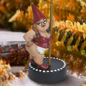1 Piece Outdoor Statues,Garden Statue, Garden Gnome Statue Resin Striptease Dwarf Figurines Funny Doll Sculpture Decor 16x10x8cm