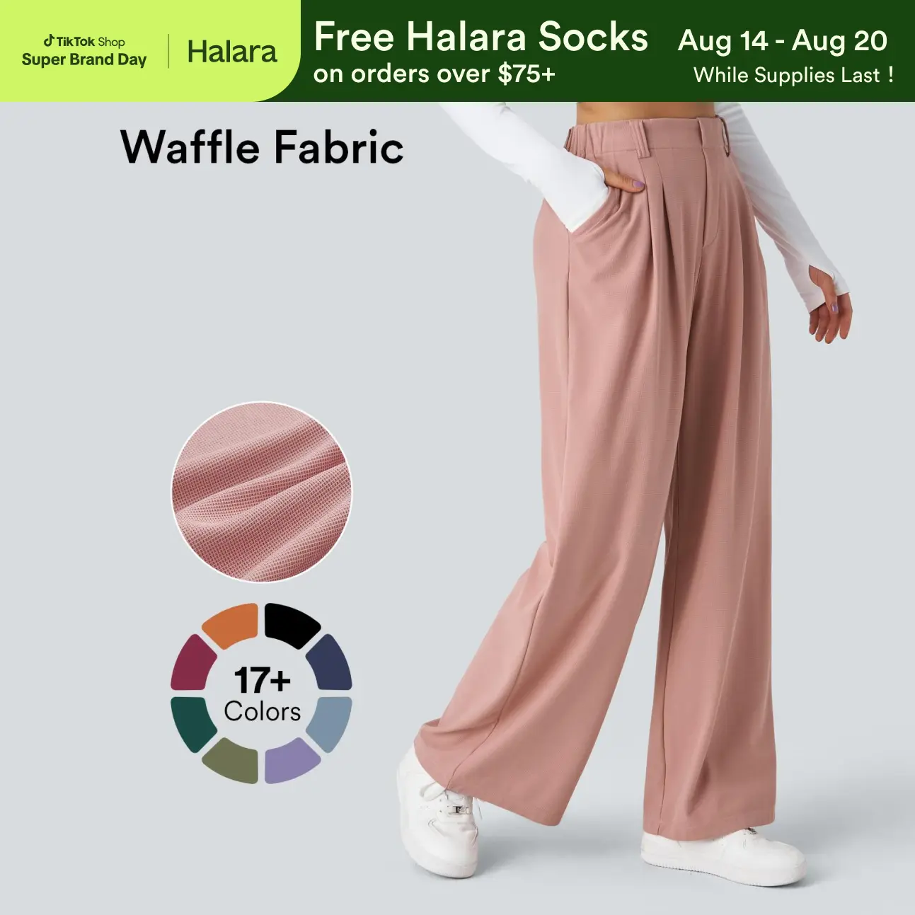 Halara Flex™ High Waisted Pocket Wide Leg Waffle Work Pants