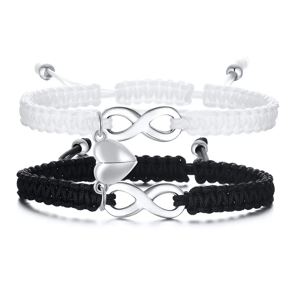 Couple's cross magnetic bracelet, stylish woven heart-shaped magnetic friendship bracelet set, a gift bracelet for your loved one and friends.