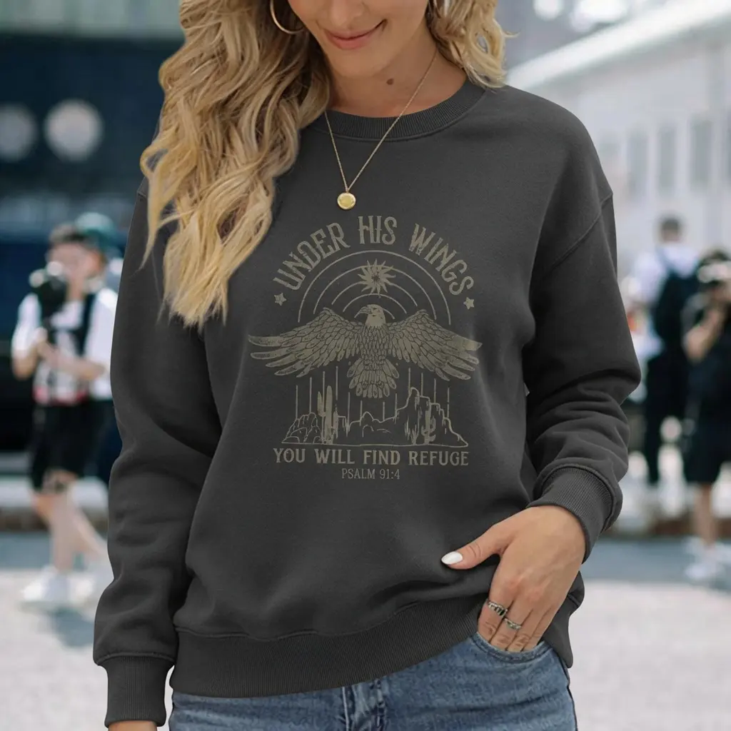 Bible Verse Eagle Psalm 914 Christian Saying Religious Men Women Sweatshirt Graphic Print