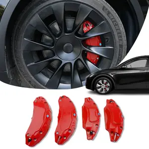 Kstars Brake Caliper Cover Fit For Model Y 2023 2024 2025 19 20'' Wheels 3d style aluminum vinyl wraps wheel hub upgrade exterior accessories multi-colored a set of 4 With Stickers