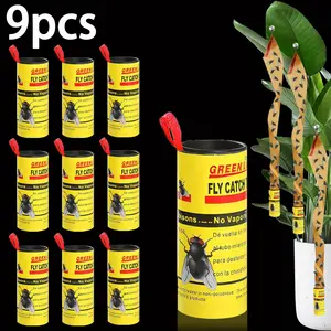 28pcs/18pcs/9pcs Hanging Sticky Fly Traps, Fruit Fly Traps, Non-Toxic Insect Catcher Rolls, Indoor Outdoor Mosquito Trap, No Lure, Ideal for Food Stalls