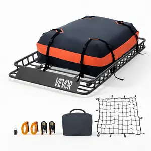 【Summervibes】VEVOR Roof Rack Cargo Basket, 54 x 34 x 4 in, Heavy Duty Roof Top Carrier Basket with Waterproof Bag, Cargo Net, Ratchet Straps, 200 lbs Capacity, Universal Car Top Luggage Holder, for SUV Truck Car