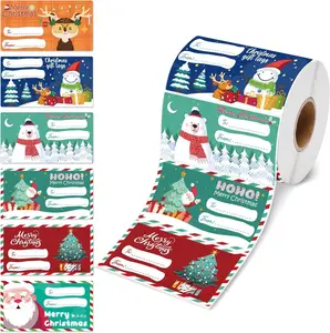 Christmas Gift Tags 500 PCS Self-Adhesive Stickers for Presents 2.95x1.6 inch Festive Labels with Reindeer Snowmen & Santa Designs for Women's Gift Cards Decorations
