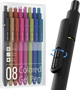 Colorful Gel Pens 8 Pcs Colored Ink Pens for Journaling Note Taking 0.7MM Smooth Writing Quick Drying Retractable Vintage Style 8Pcs Set Dry Fine Point boutique