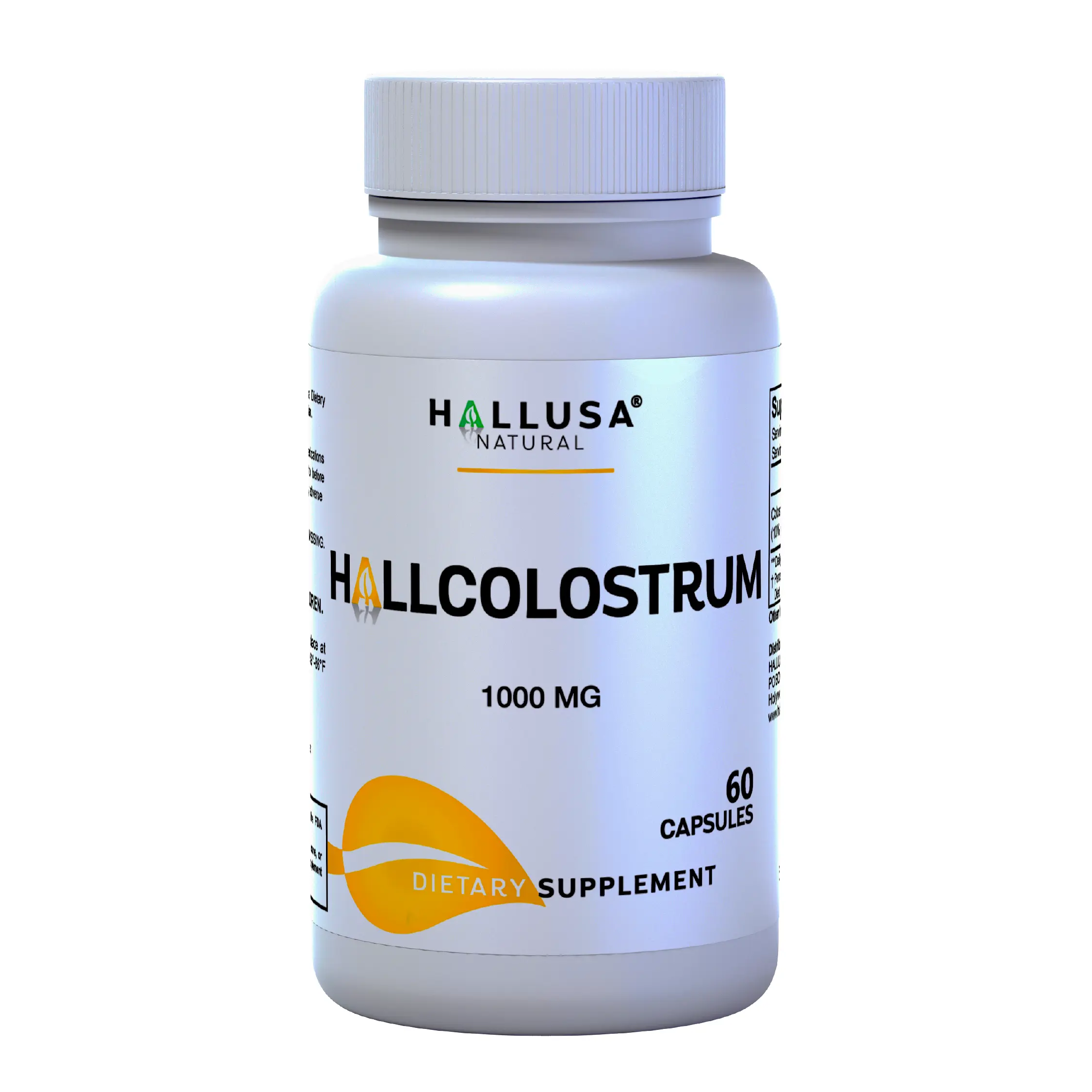 HALLUSA NATURAL Hallcolostrum 1000 mg 60 Capsules Immune System Support Gut Health Organic GMO-Free Gluten-Free Sugar-Free Digestive Wellness Bundle