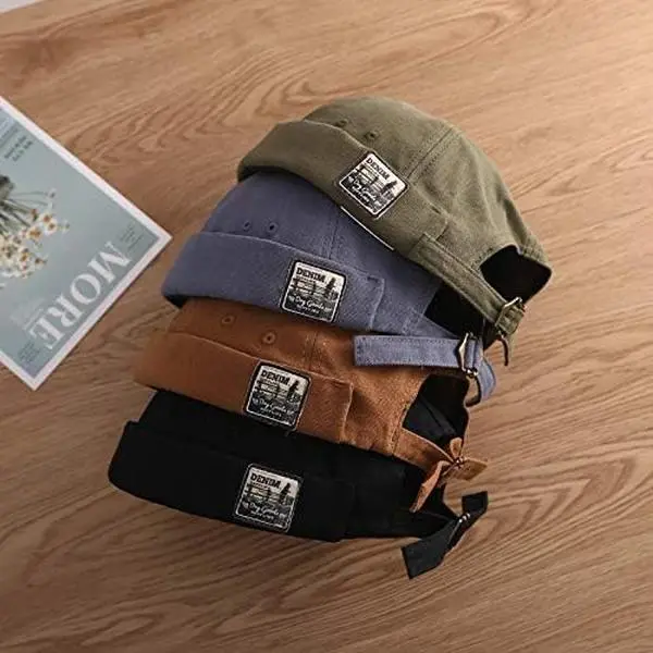 4-Piece Solid Colors Men's Docker Beanies - Roll-Up Cuffs, Retro No Visor Design, Casual Wear Sailor Fisherman Leon Hats for Women, Unisex Clothes