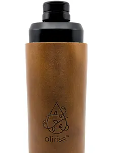 Oliriss 18oz brown leather stainless steel water bottle