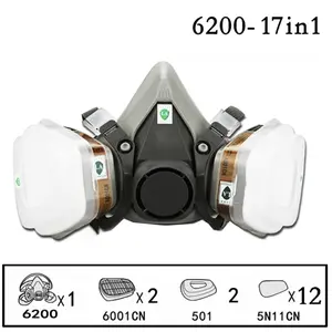 17 in 1 Reusable Half Face Cover, 6200 Half Respirator Face Cover, Protective Mask, for Paint, Dust, Formaldehyde, Sanding, Polishing, Spraying, Against Dust & Chemicals, Dustproof Gasproof Mask