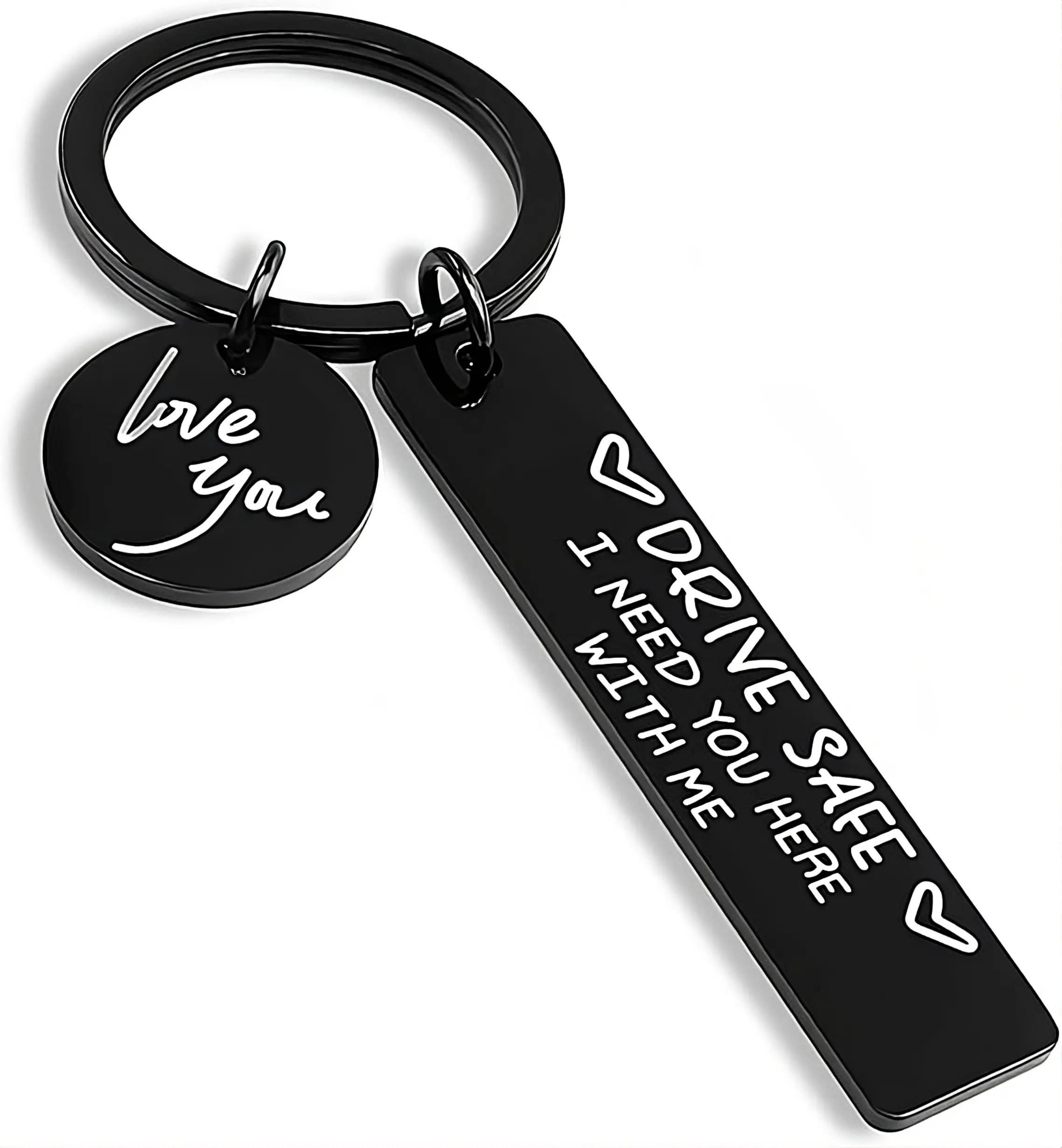 Stainless Steel Drive Safe Keychain, Sentimental Gifts for Boyfriend, Anniversary Gift for Him