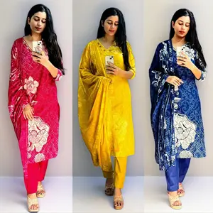 3 piece beautiful cotton kurtha Outfit Printed Casual Wear Womenswear Costumes