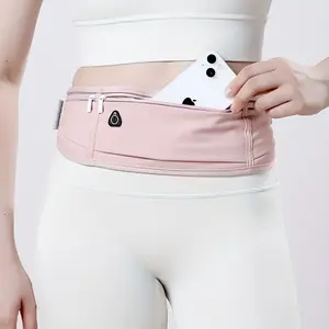 1pc Unisex Nylon Running Waist Bag, Waterproof Zippered Sports Belt Pouch for Mobile Phone, Gym, Cross Training, Comfortable High Stretch Fitness Belt Pack