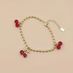 Cherry Pendant Beaded Bracelet Anklet | Summer Beach Fashion Jewelry for Women