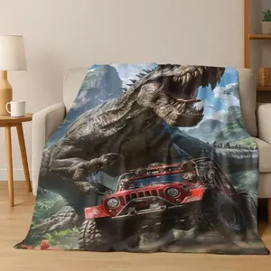 Jurassic Park T Rex Dinosaur Blanket Ultra Soft Flannel Cozy Warm Bedroom Couch Sofa Home Throw Cover Decor Decorative Throw Perfect Birthday Gift Christmas Gift for Movie Fans Kids Teens Girlfriend Men Women Classic Film Style