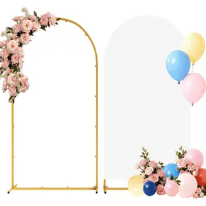 7.2FT Metal Arch Backdrop Stand and Cover Set,  Arch Stand with Cover, Easy to Assemble, Pretty Wedding Arch for Birthday Party, Wedding Ceremony and  Shower