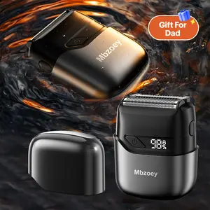 [fathersdaygift]MBZOEY FOIL Mini Electric Shaver - Magnetic Dual Blades Curved Blade Mesh Waterproof Skin-Friendly Washable Rechargeable High-Speed Motor with Long-Lasting Battery Compact Portable Facial Matte Smooth Titanium Daily summerwins