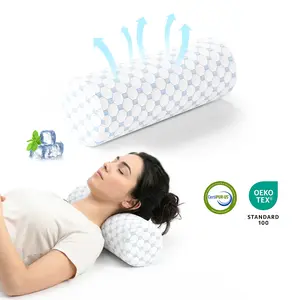 Ruizman Neck Roll Pillow for Neck Pain Relief - Memory FoamRound Pillow for Bed, Cooling Ice Silk Fabric, 15.7x6x6 inch,OEKO-TEX Certified, Multifunctional Cervical Support, AlsoIdeal as a Pillow Under the Hips tiktokshopspringglowup