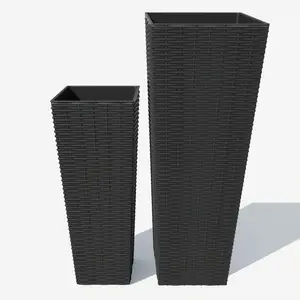 Garvee Pack of 2 Large Planters for Indoor Plants, Tall Planter for Outdoors with Removable Liners, Planters for Trees and Flowers (24 and 32 inches, Black)