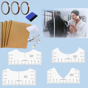 1Set Sublimation Shirts Tool Kits Includes 4pcs T Shirt rulers, 3pcs Teflon Sheet for Heat Press 12 x 16in - 2 Rolls Heat Resistant Tape,1pc Tape Measure,1Squeegee for Vinyl, Ideal for DIY Christmas Shirts & Wedding Party Decor