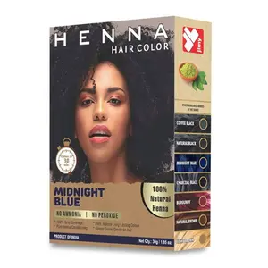 30 Minute Chemical-Free Henna Powder Hair Color for Men and Women - Midnight Blue Hair Dye - Haircare Organic