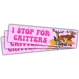 I Stop for Critters Sticker – Cute Animal Lover "I Brake for Critters" Design for Laptop, Phone, Water Bottle, Car, Helmet 6