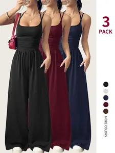 Women's Strapless Design Sleeveless Casual Fitted Wrap Chest Jumpsuit Pajamas, Versatile Home Wear,Comfortable and Stylish Loungewear for Everyday Use