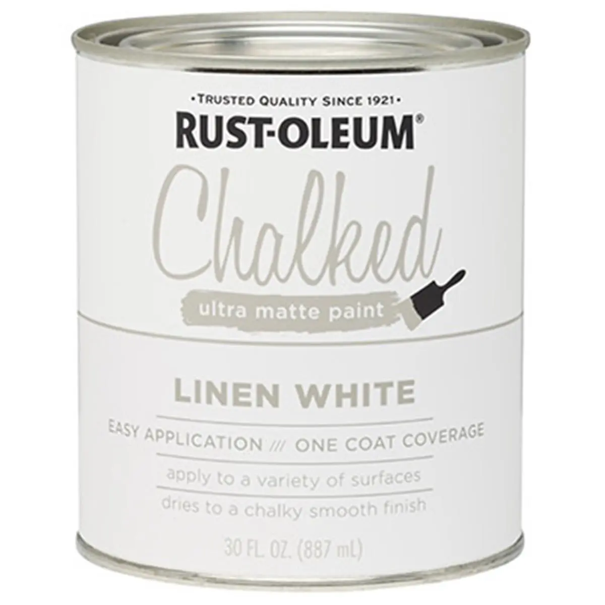 Rust-Oleum 30oz Chalked White Quick Drying Paint - 1 Coat Coverage, Easy-Apply, Low-Odor DIY Paint Care Solution for Automotive & Motorcycle Surfaces