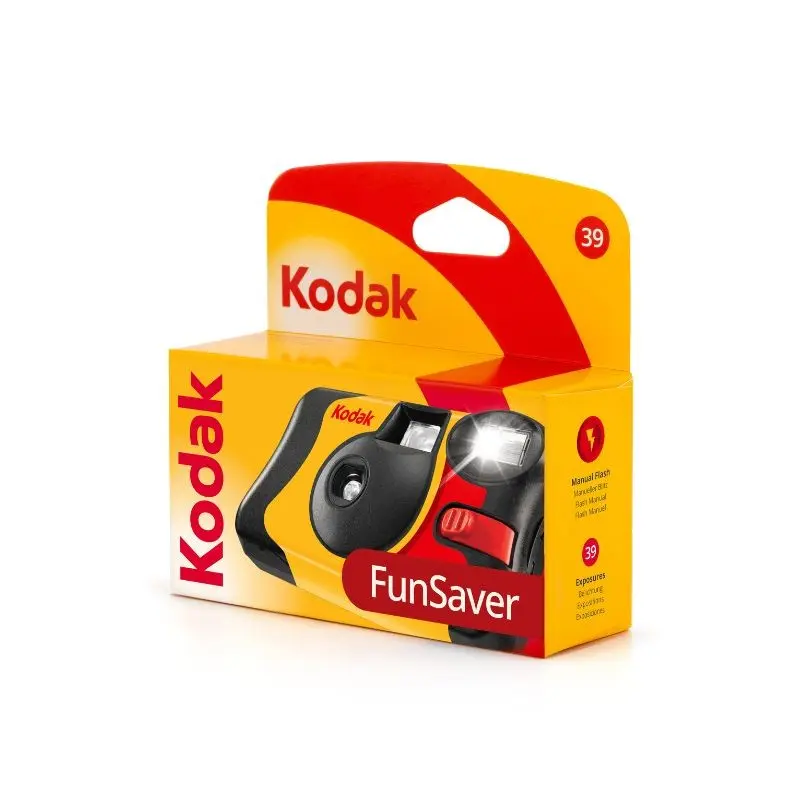 Kodak Fun Saver Single-Use Film Camera, 27-Exposure Roll, Built-In Flash Disposable Camera Picture People Pictures Lightweight Outdoor Compact