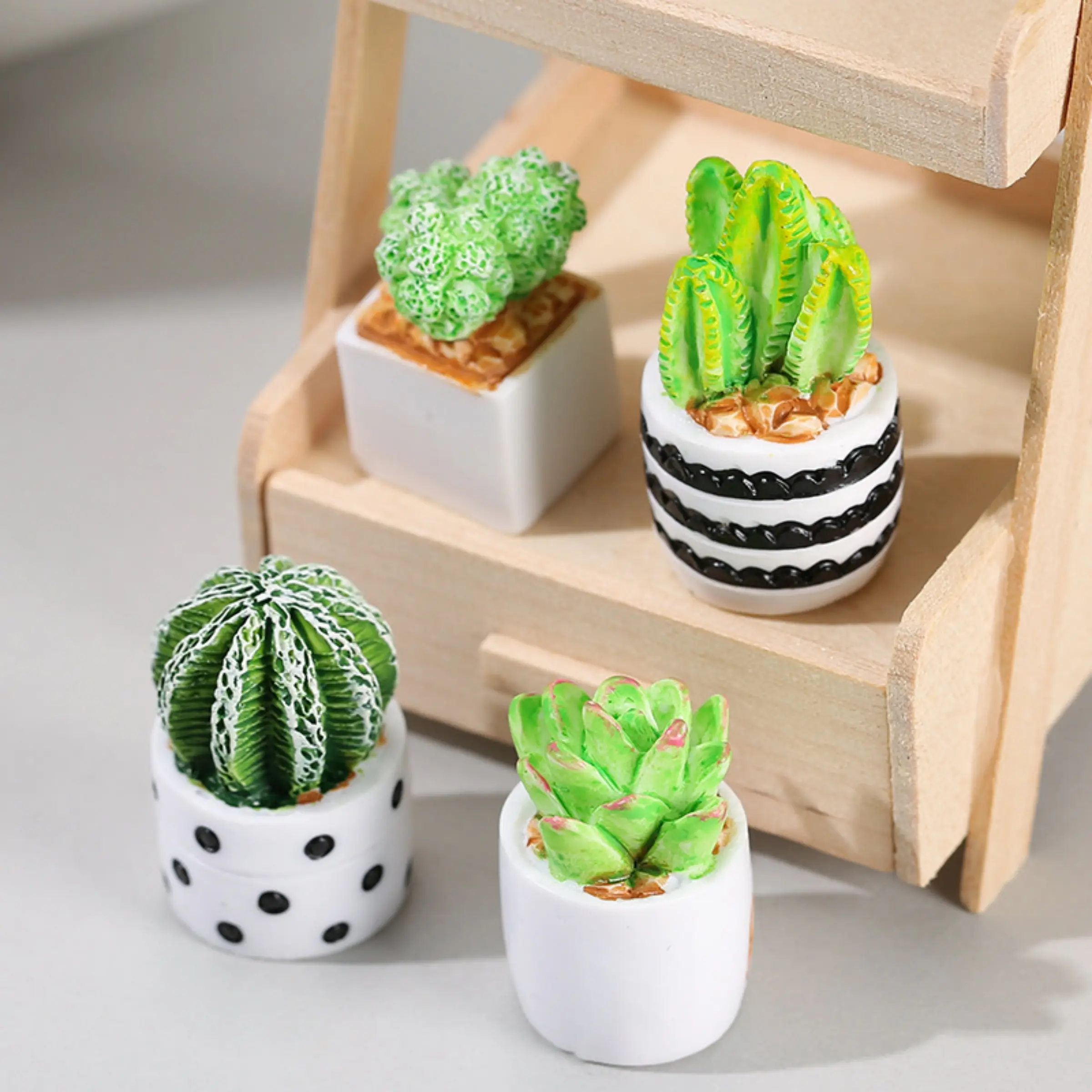 4-Piece Set of Cactus Succulent Plant Potted Plants,Fairy Garden Accessories,Micro Landscape Ornaments,Miniature Landscape DIY Ornaments,Fake Plant, Fake Indoor Plants, Decorative Fake Plants