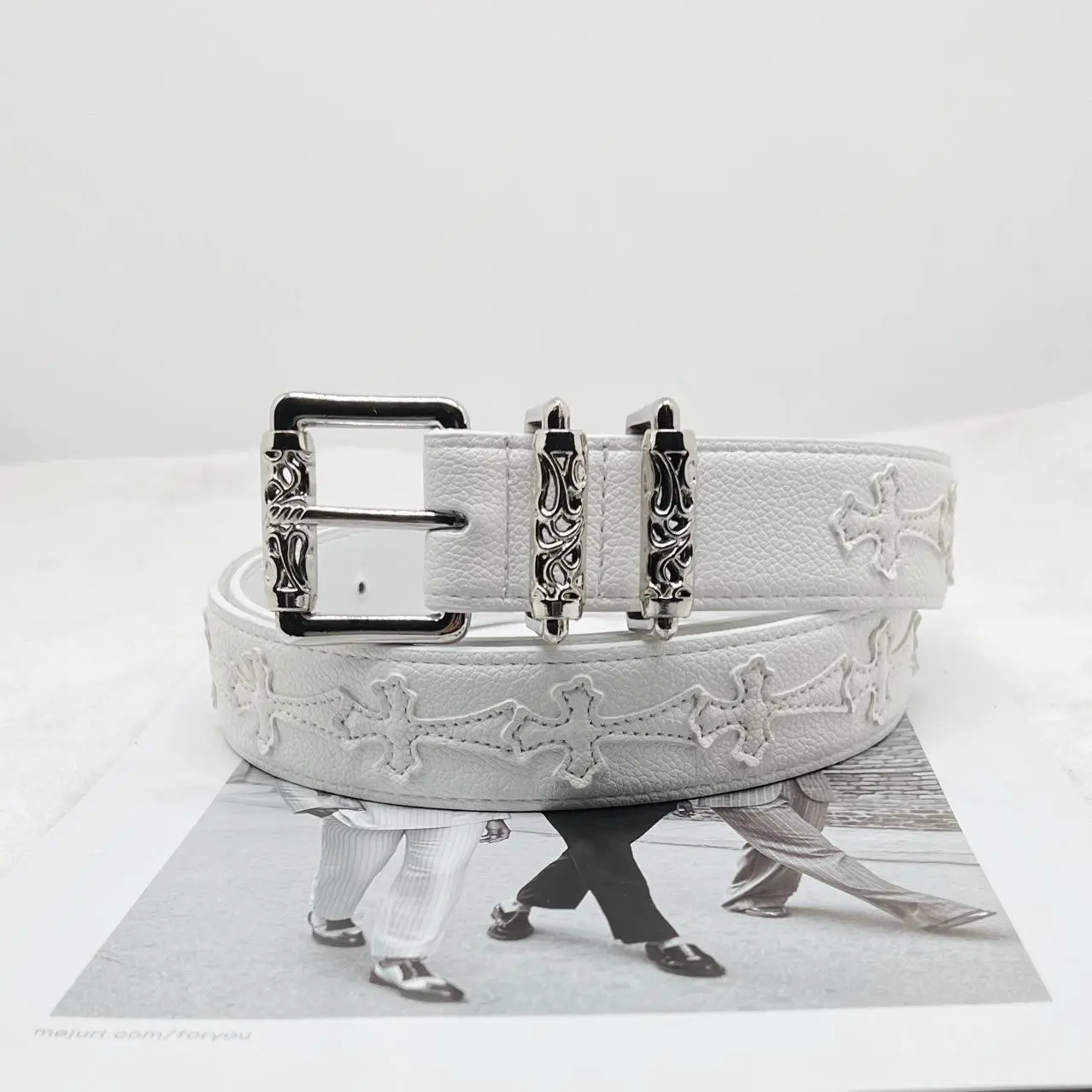 Chrome Hearts Crow Cross Belt Buckle Leather Belt – Leopard Print Luxury Designer Waist Belt for Men & Women Streetwear