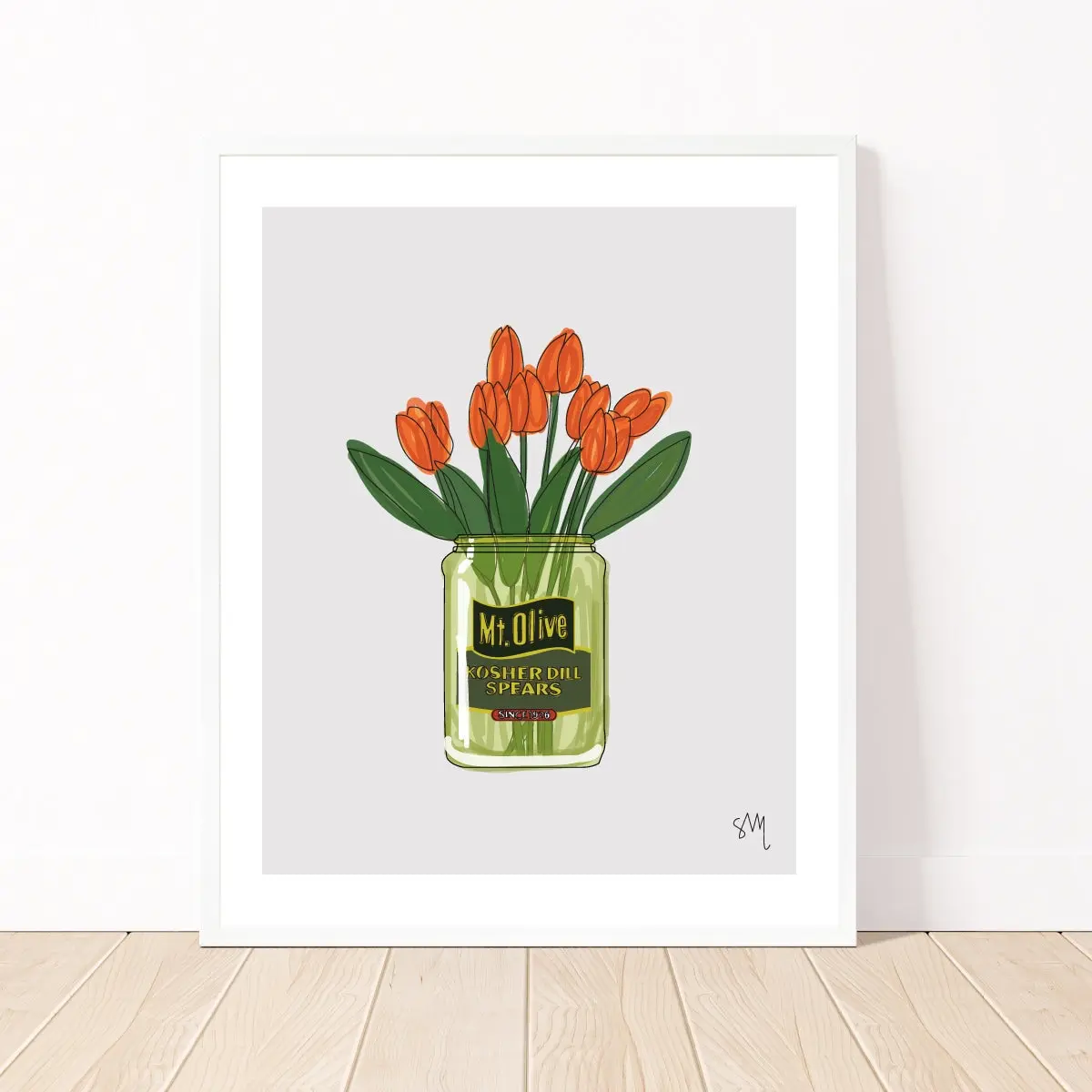 Pickle Art, Quirky Wall Art, Flower Art, Pickle Wall Art, Quirky Food Art, Kitchen Art, North Carolina Art, Poster No Frame