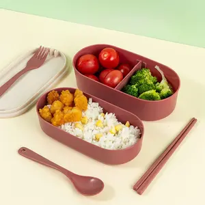 A double-layer portable sealed bento box that can be microwave heated, suitable for offices, canteens, back to school season, and household kitchen supplies