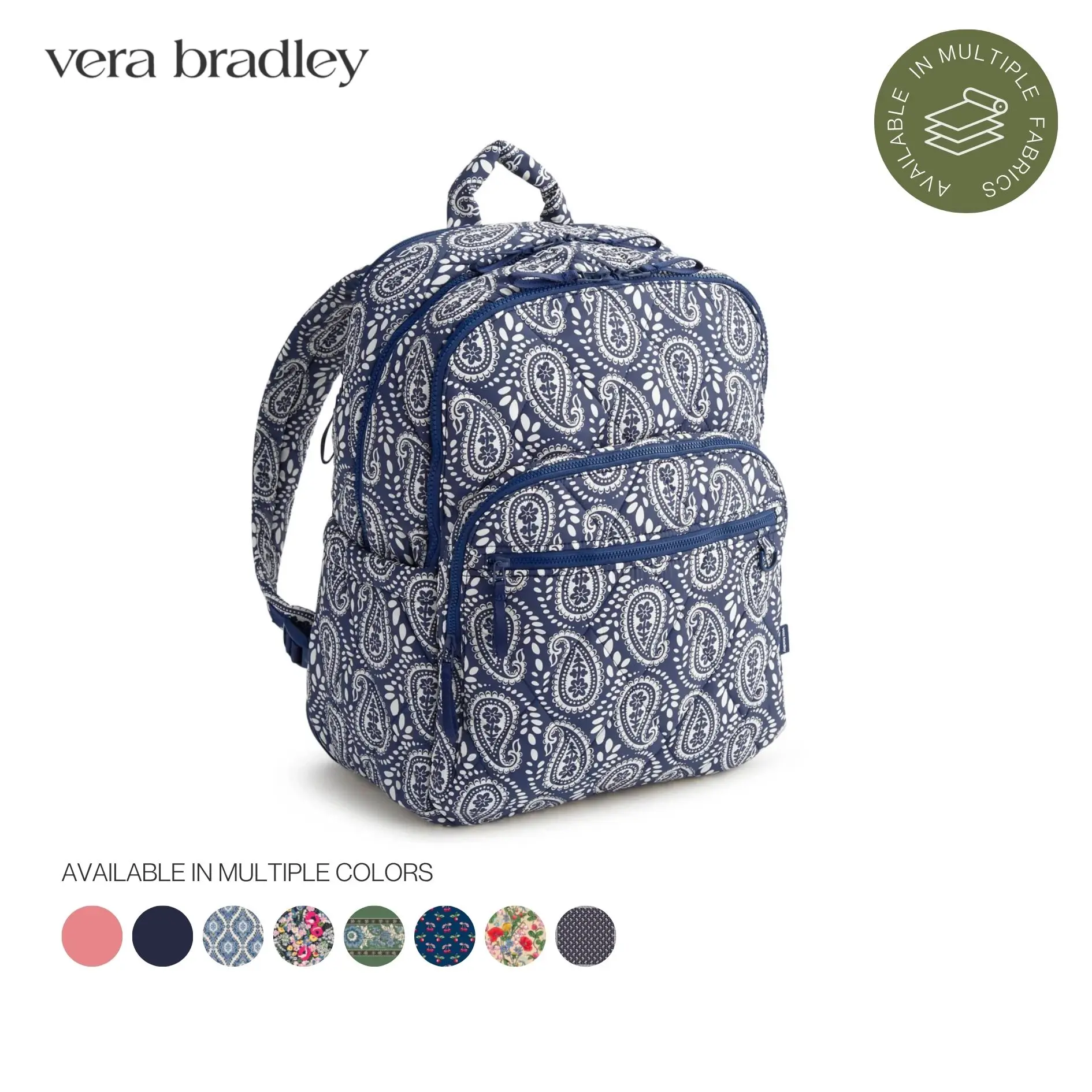 Vera Bradley Large Bancroft Backpack, 28L with 3 Compartments and Trolley Sleeve Vera Bradley Large Bancroft Backpack, 28L with 3 Compartments and Trolley Sleeve
