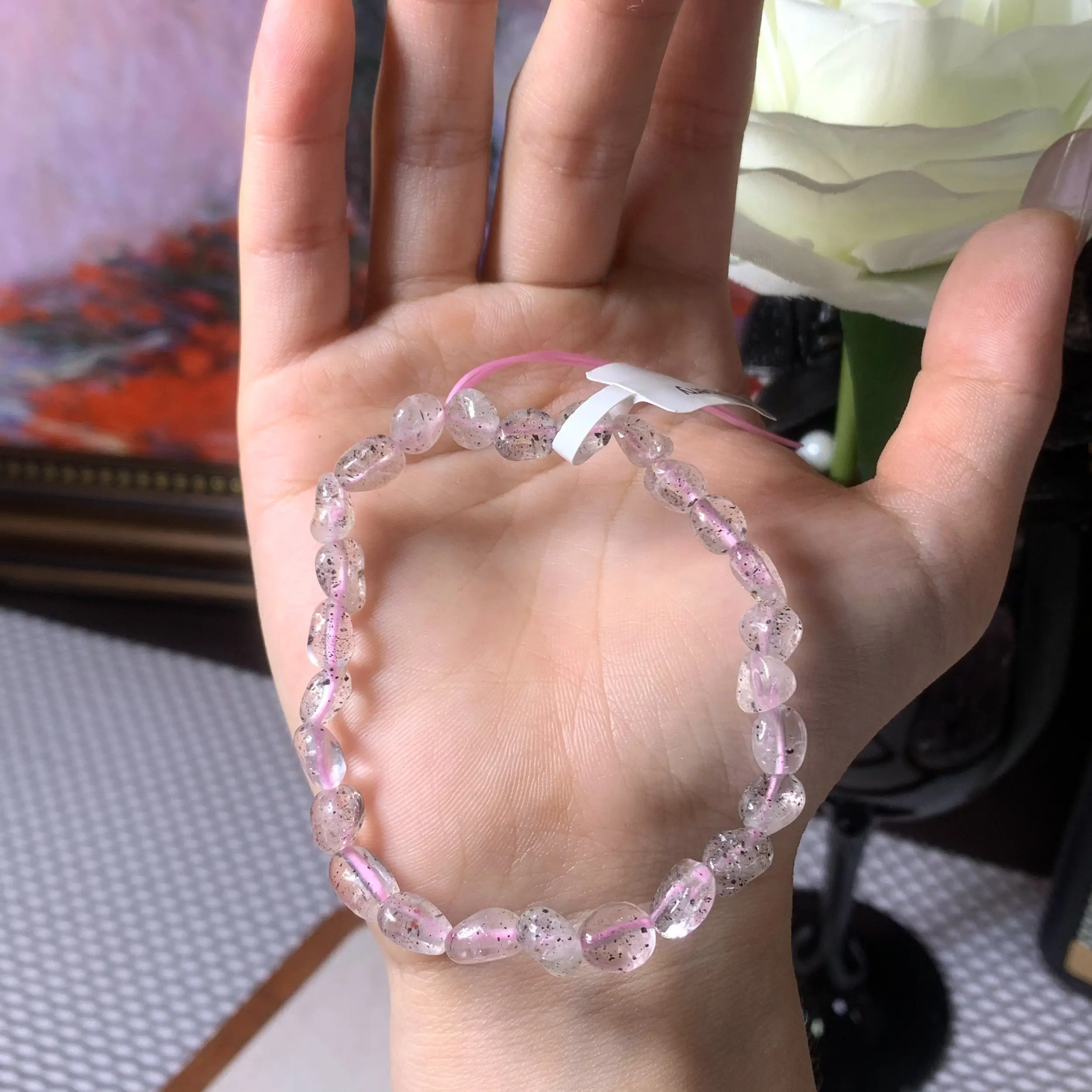 【Strawberry Quartz】Strawberry Quartz Irregular shape bracelet Stretch Crystal Beaded Bracelets Gemstone Bracelet Jewelry Gifts Christmas Gifts for Women Girls