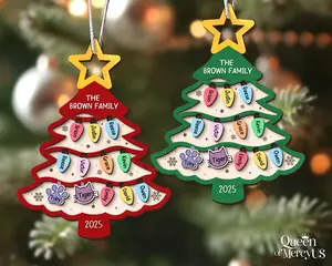[XMAS DECOR] Custom Family Tree Ornament 2025 – Personalized Family & Pet Ornament, Large Family Christmas Ornament