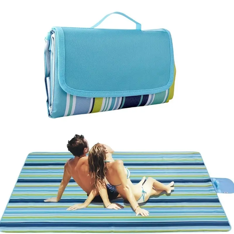150*200cm/59.06*78.74inch,BLUE,An Extra-Large Outdoor Picnic Blanket, Ideal for The Beach, Camping, Hiking, and Vacations,Ideal for Beach and Camping,Thickened Outdoor Picnic Cloth, Moisture-Proof and Wear-Resistant Park Picnic Mat, Camping Accessories